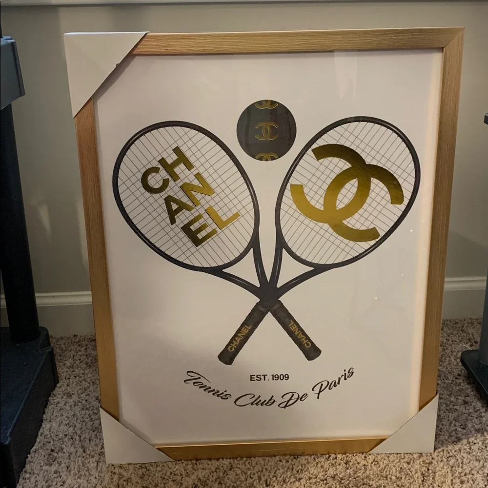 FASHION INSPIRED Tennis Club Picture - Gold Frame with Glass Front